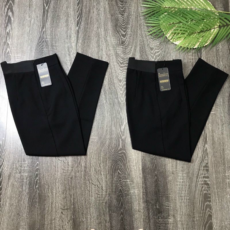 Quần baggy nữ lưng chun sau vải tuyết mưa đen mềm dáng dài - Quần vải nữ công sở cạp cao khóa sườn mặc làm đi học sinh