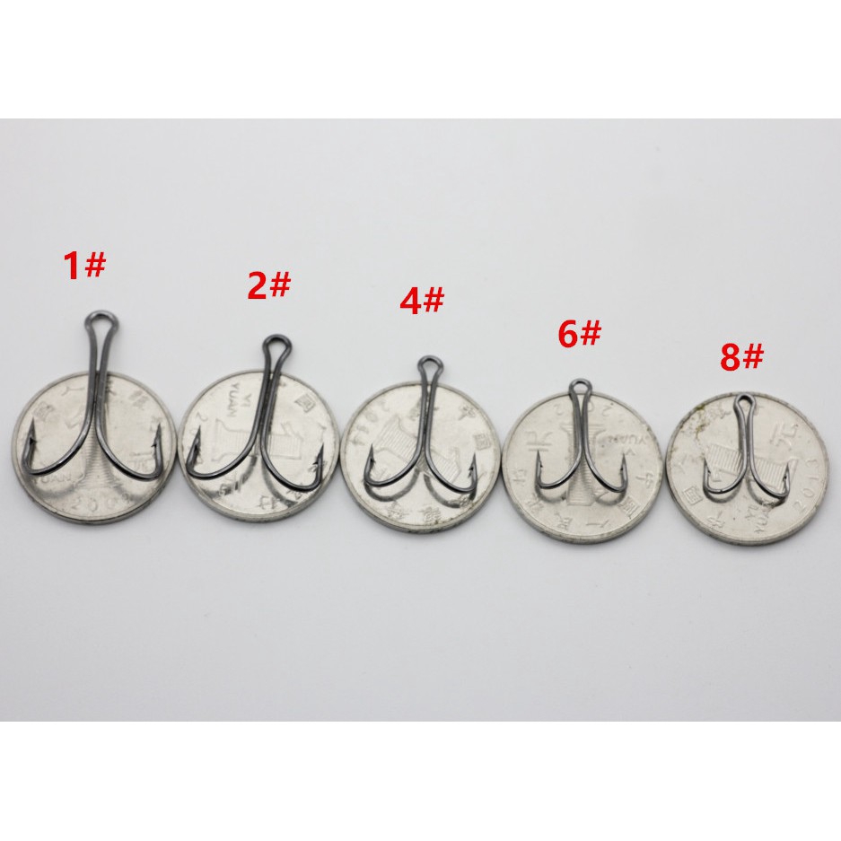 50 Móc đôi câu cá bằng thép carbon màu đen 9908 có 5 kích cỡ