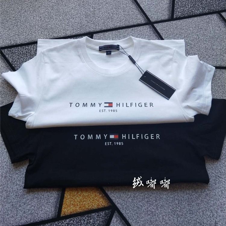 Áo Thun Cotton Ngắn Tay Cổ Tròn Dáng Rộng In Logo Tommy HiIfiger Cá Tính Cho Nam Nữ / S-5XL