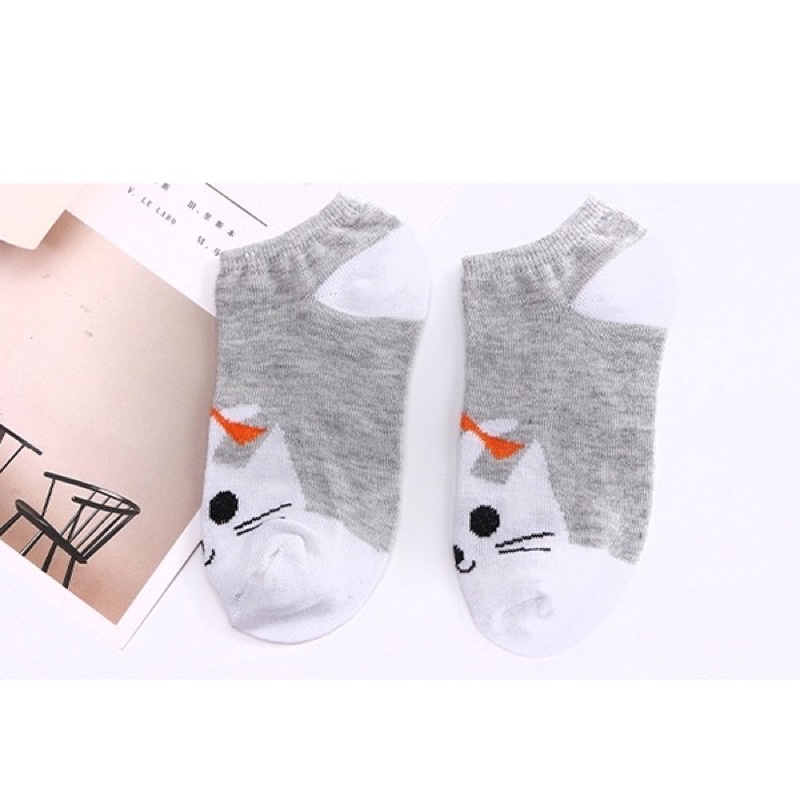 RẺ VÔ ĐỊCH TẤT NGẮN CỔ NỮ HÌNH MÈO CÓ GÓT XINH XẮN