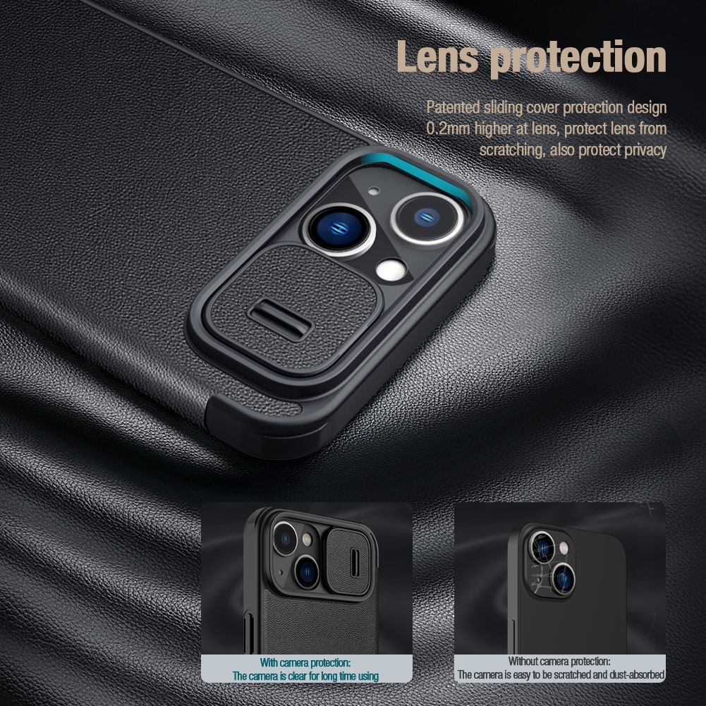 Ốp Điện Thoại Nillkin QIN Pro Bằng Vải Da Nắp Lật Chống Sốc Có Ngăn Đựng Thẻ Và Giá Đỡ Cho iPhone 14