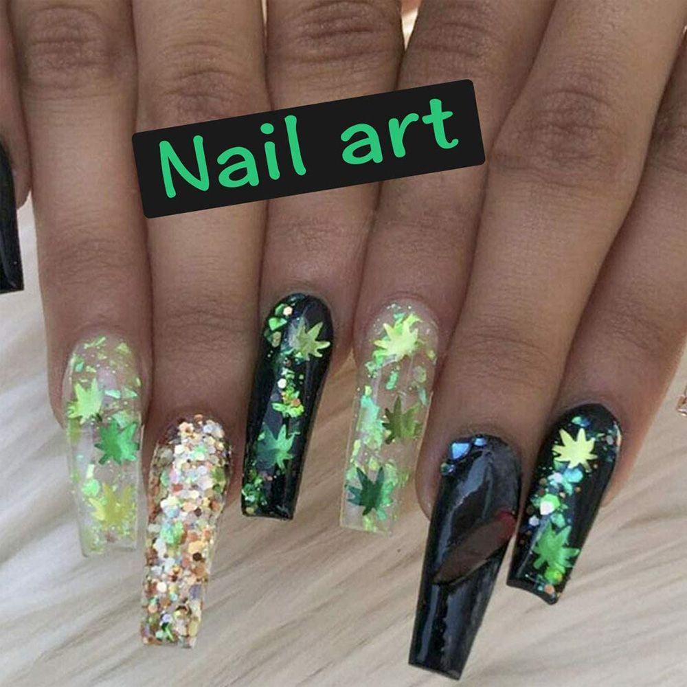 OCEANMAP Phụ Kiện Trang Trí Móng Tay 3D DIY Hình Chiếc Lá Dễ Thương Xinh Xắn