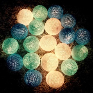 Dây đèn led trang trí cầu mây màu trắng xanh( cắm điện hoặc chạy pin AA)