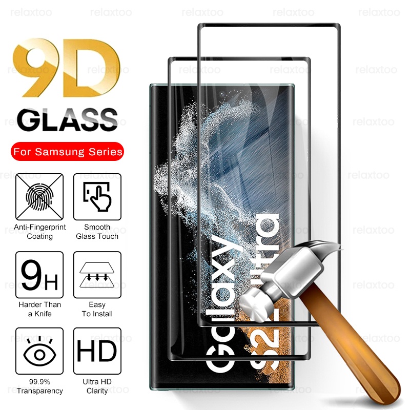 For Samsung Galaxy S22 Note 10 20 Ultra S21 FE S20 S8 S9 S10 Plus S6 S7 Edge Full screen coverage protection Curved surface Tempered Glass phone screen protection Film Anti-knock