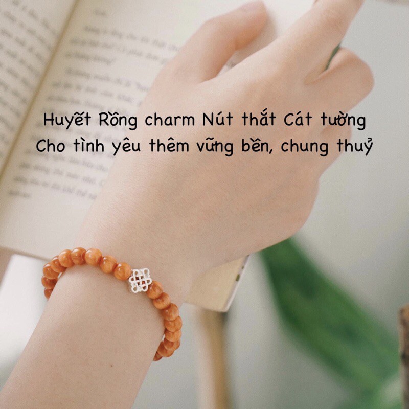 Vòng Huyết Rồng mix charm Nút Thắt Cát Tường