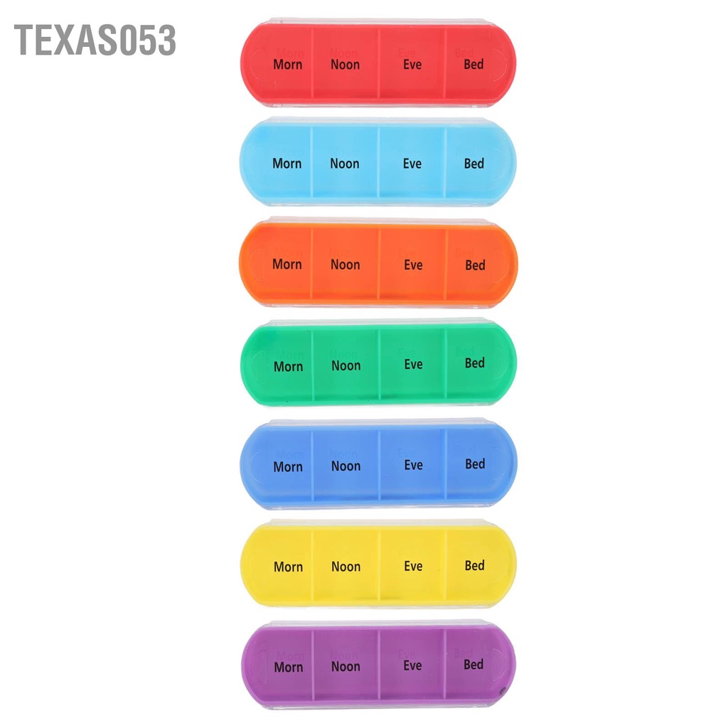 Texas053 Hộp thuốc 7 cái màu Di động 28 dạng lưới Máy phân phối có túi lưu trữ