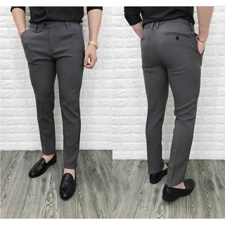 Quần hàn quốc baggy nam vải cao cấp Quần âu nam Vải Tuyết Hàn Ghi Xẫm LQA14