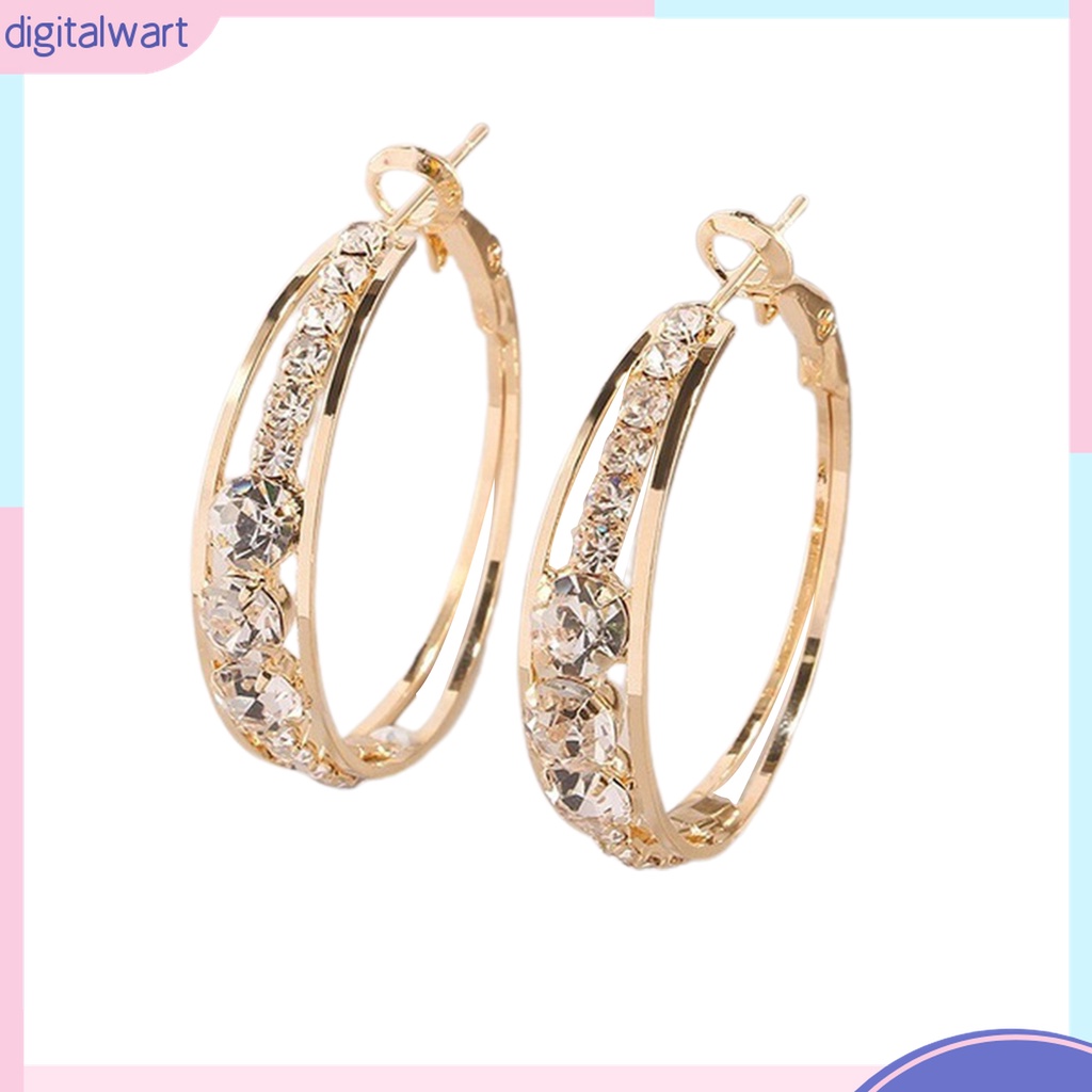 Bông Tai Tròn Đính Đá Lấp Lánh Quyến Rũ Dành Cho Nữ