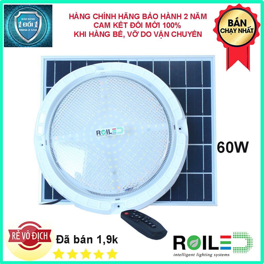 Đèn ốp trần năng lượng mặt trời 60w