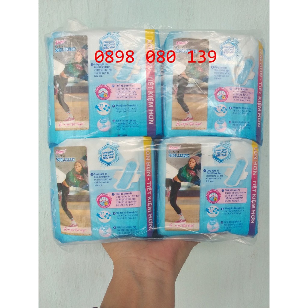 BĂNG VỆ SINH MỎNG CÁNH DIANA COOL FRESH (MÁT LẠNH) GÓI 20 MIẾNG, MỖI MIẾNG DÀI 23CM