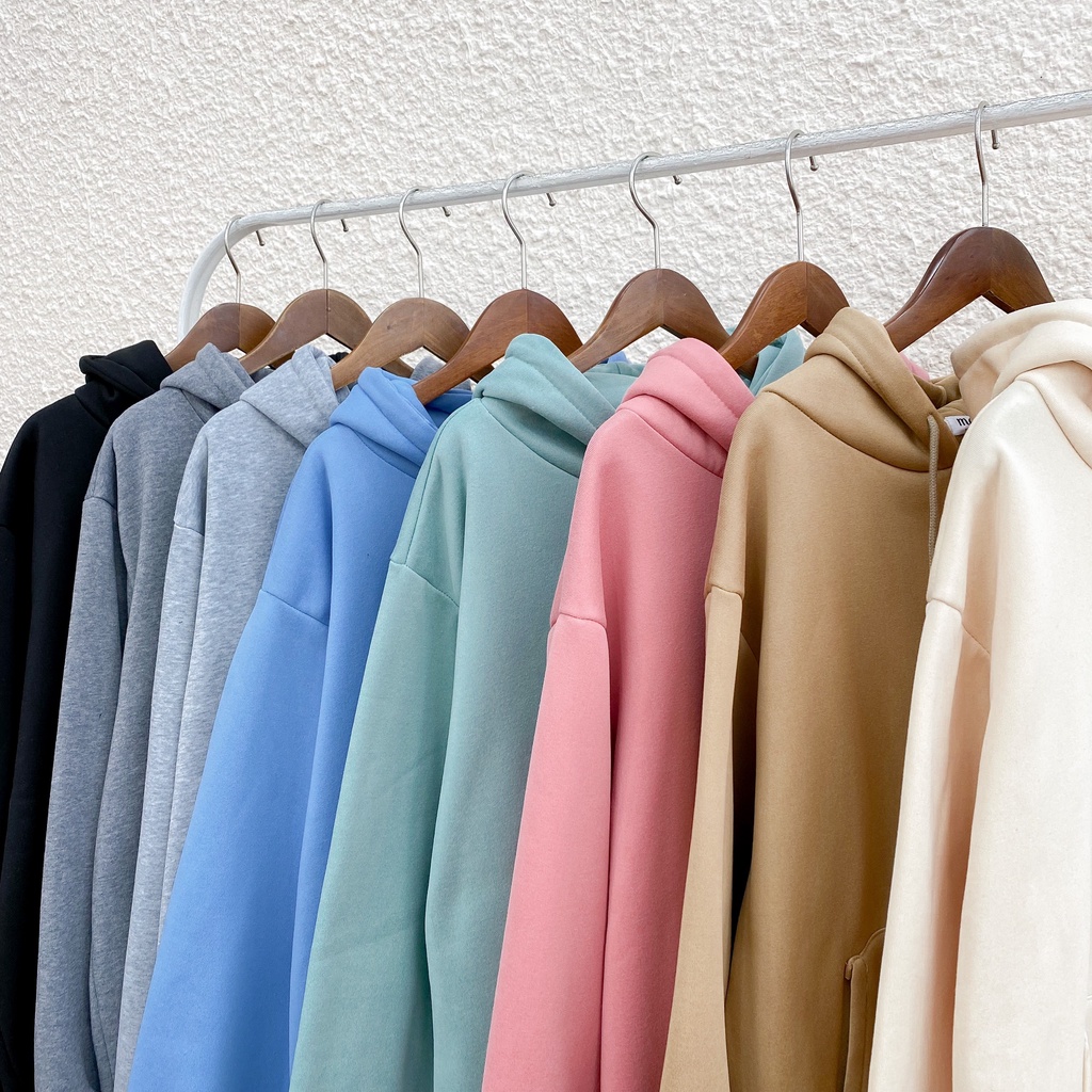 [HÀNG CÓ SẴN] Áo khoác nỉ dài tay May Boutique áo khoác kéo khóa cso mũ trơn màu basic AHZ21D_110.002