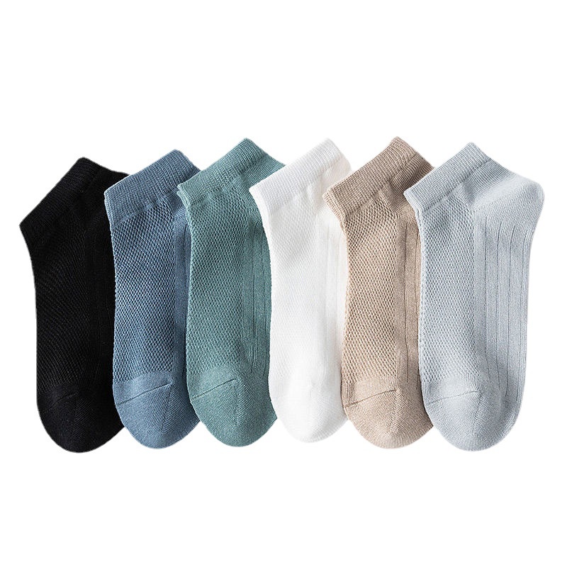Vớ cotton Cổ Thấp Màu Trơn Thoáng Khí Thời Trang Cho Nam