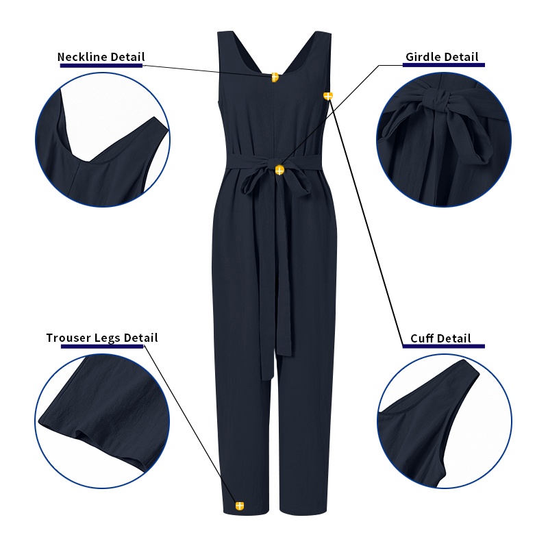 Áo liền quần ZANZEA sát nách có dây thắt lưng và túi phong cách Châu Âu thời trang cho nữ