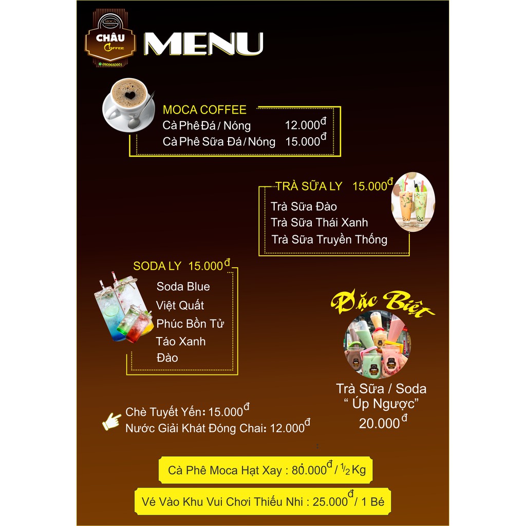 Menu Quán Cafe Trà Sữa Nhà Hàng- Menu Bồi Fomex Cực Bền