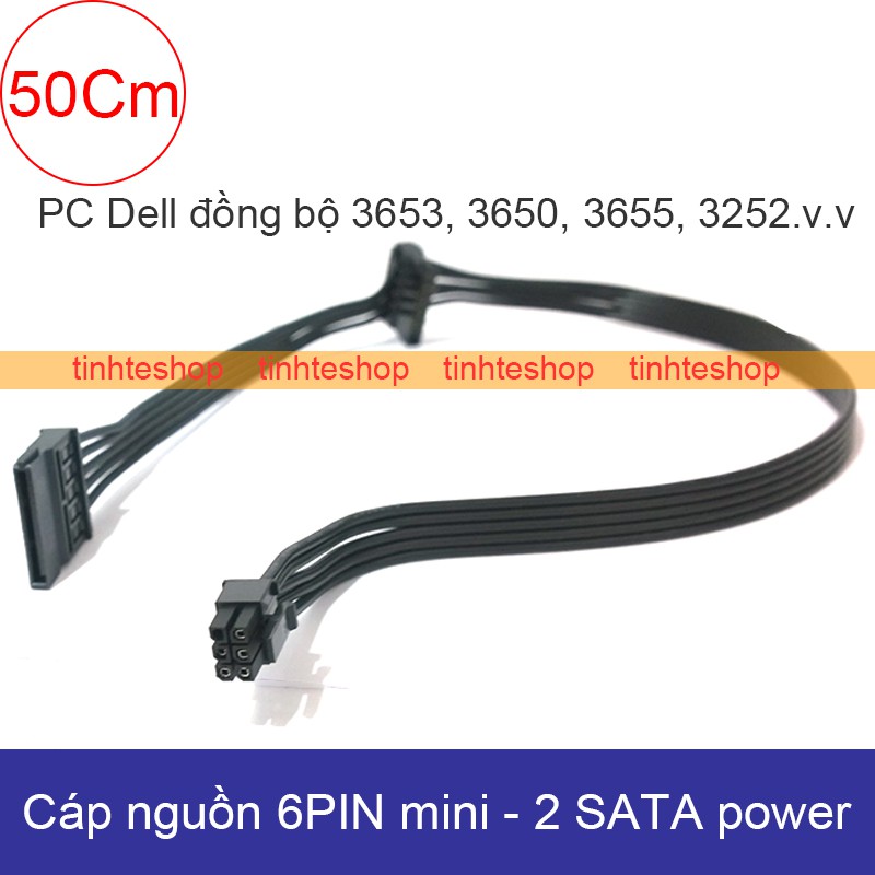 Cáp nguồn 6pin mini ra 2 SATA - Dây cấp nguồn cho HDD SSD DVD-R mini 6pin ra 2 SATA dùng cho Dell 3653 3650 3655 3252