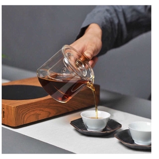 Ấm trà thủy tinh quai gỗ 400ml