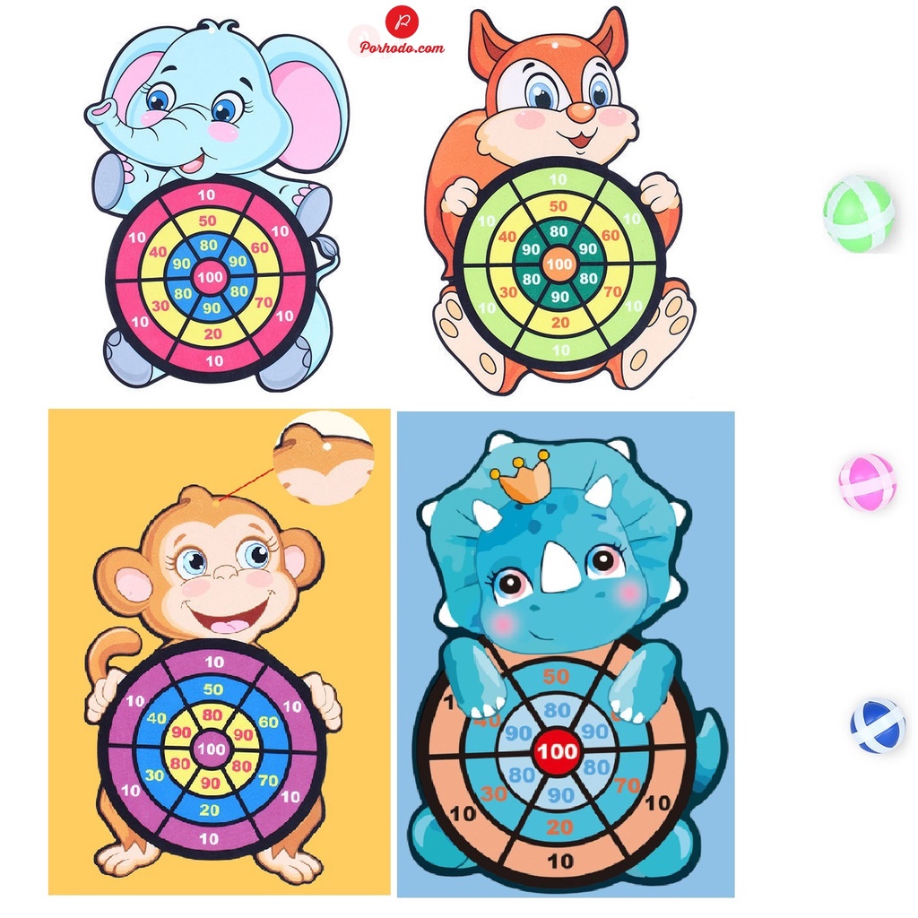 Đồ chơi bảng phi tiêu bóng dính cho bé, bảng ném bóng treo tường hình thú dễ thương tặng 3 bóng - Soleil Home