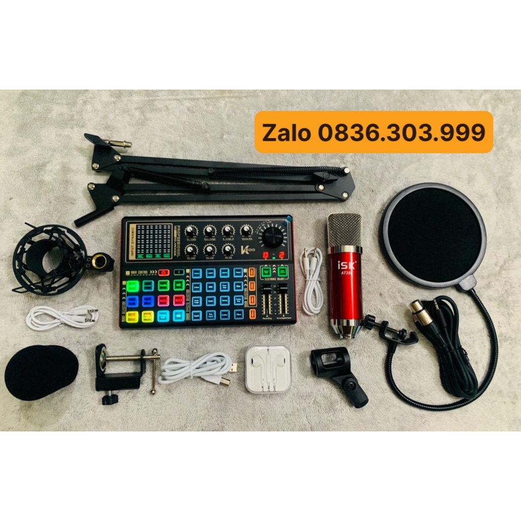 Trọn Bộ Mic ISK AT350 - Sound Card K300 Hát Thu âm karaoke mới nhất bảo hành 1 năm