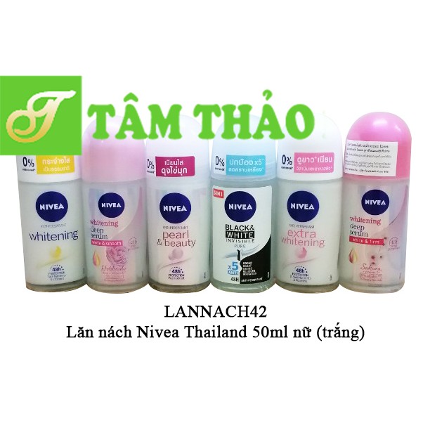 Lăn nách Nivea Thailand 50ml nữ (trắng) 4005900649485 .8850029212845.4005900649454, nam(xanh) 0029816104.4005808606634