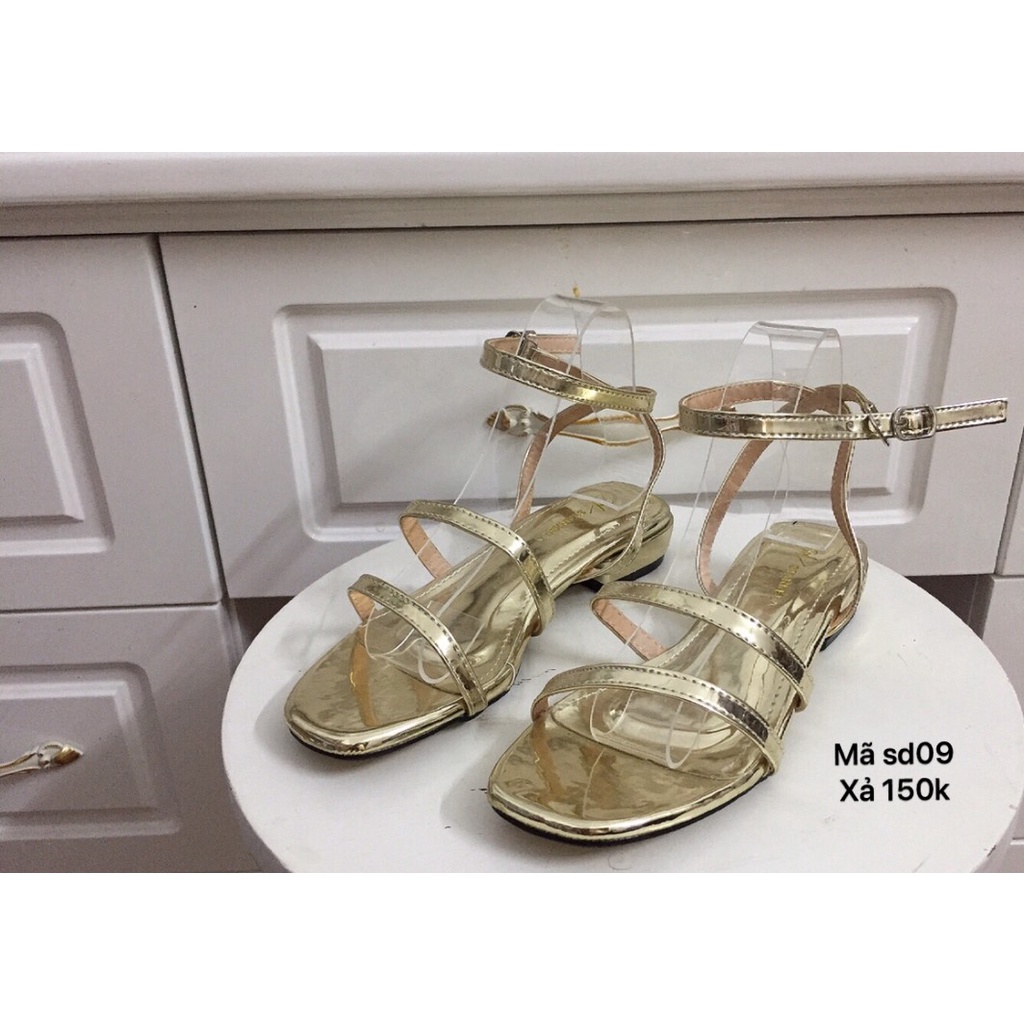 Sandal quai hậu đế thấp thiết kế quai mảnh thoải mái dễ đi màu vàng Shop Phương Nhi