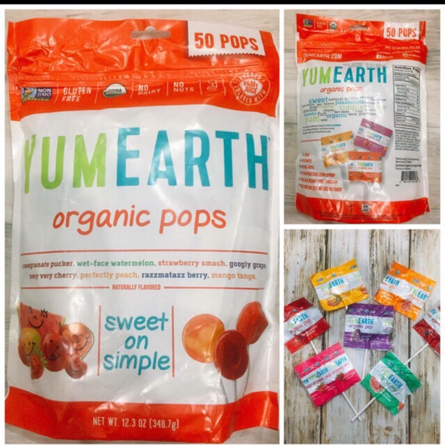 Kẹo Mút Trái Cây Hữu Cơ Yum earlth Organic Lollipops - Mỹ