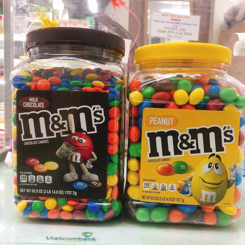 Hộp kẹo Socola M&amp;M’s nổi tiếng Mỹ 1,7577 Kg