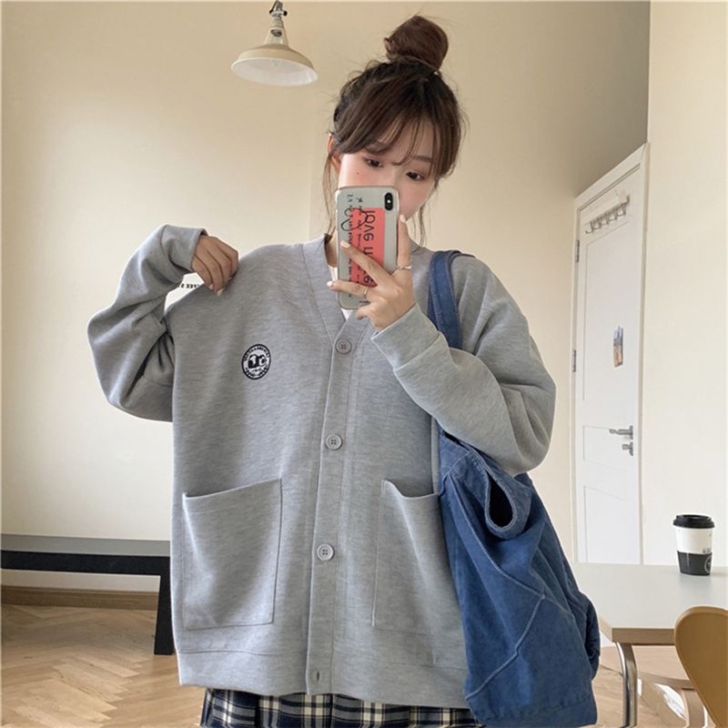 [Sẵn] Áo Cardigan Trơn Dáng Hoodie Nỉ Da Cá Có Túi Style Hàn Quốc Dành Cho Nữ | BigBuy360 - bigbuy360.vn