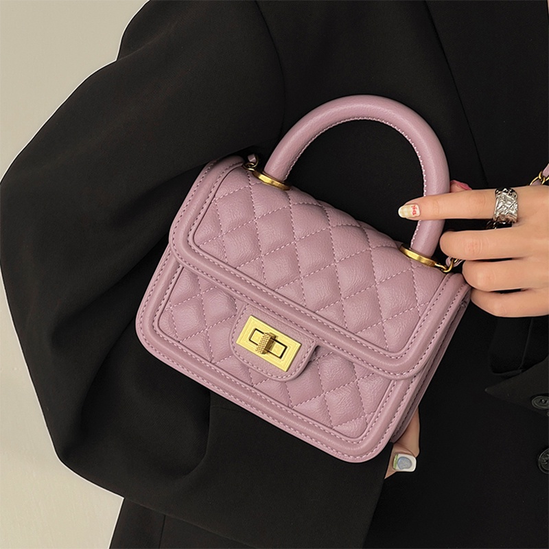 Túi đeo vai nữ IELGY bằng da PU họa tiết kim cương phối chuỗi xích thời trang