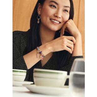 Pandora Vòng Đeo Tay Chuỗi Xương Rắn Có Khóa Trái Tim