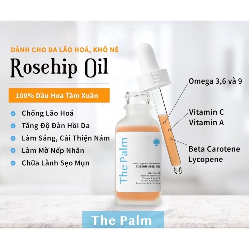 100% Dầu Rosehip Seed Oil Nguyên Chất-miraphepmau