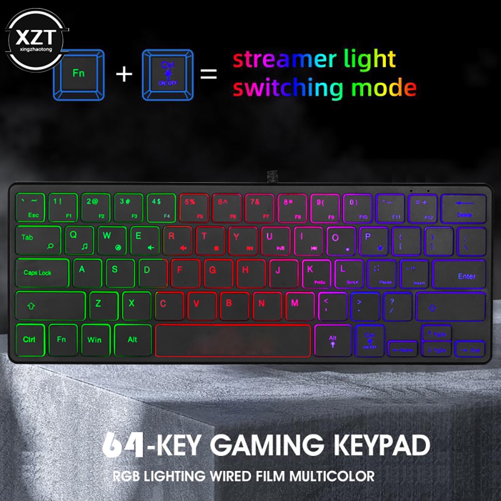 Bàn Phím Cơ Chơi Game 64 Phím 60% RGB
