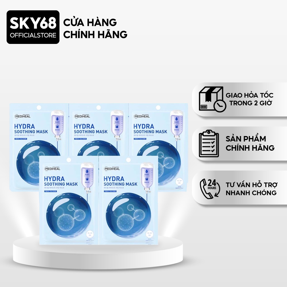 Combo 5 Mặt Nạ Cấp Ẩm, Làm Mịn Da Mediheal Hydra Soothing Mask 20ml x 5