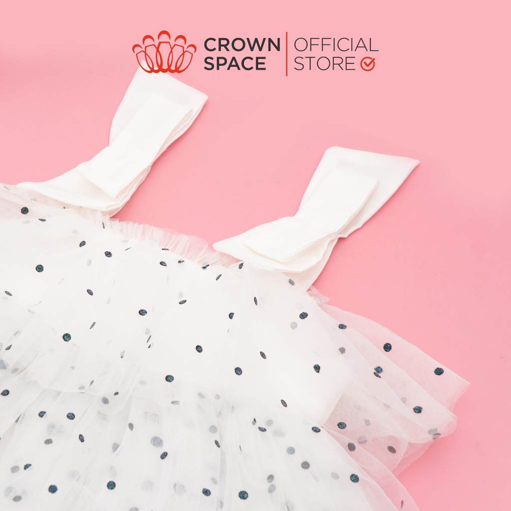 Váy Công Chúa Chính Hãng Crown Kids Trắng Tuyết Size 5-9 Loát Voan Cotton CKGS3810902.W