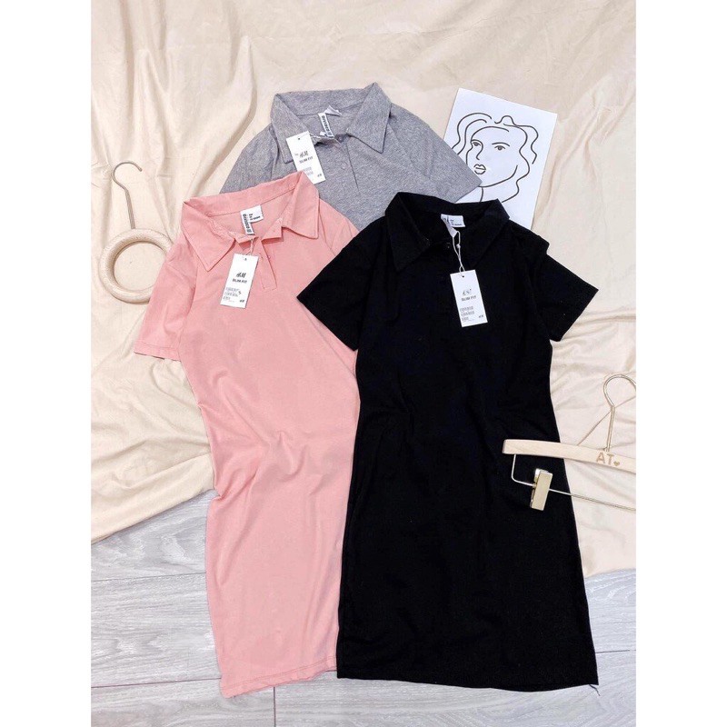 Váy Polo Trơn NữĐầm Polo Dáng Ôm Body Ngắn Tay Thun Cotton Co Giãn 4 Chiều