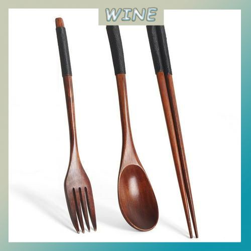 món đũa, thìa, dĩa gỗ Nhật Bản, Bộ muỗng đũa nĩa, dụng cụ ăn cá nhân loại cao cấp wine