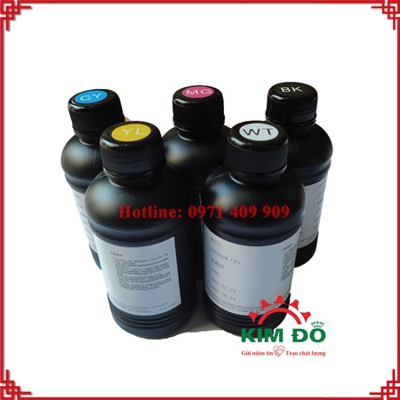Mực Led UV Epson - Bình 250ml CMKY-W (Cứng)