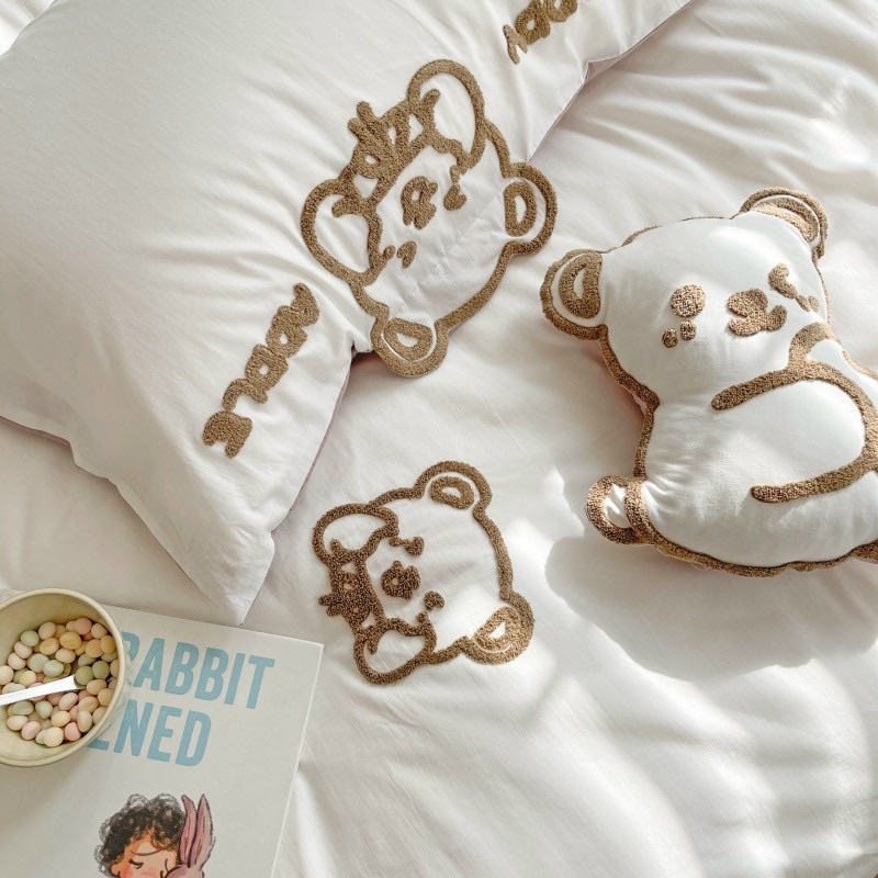 Set Chăn Ga Cotton Linen IGUN BEDDING Hoạt Hình Tặng Kèm Gối Bông