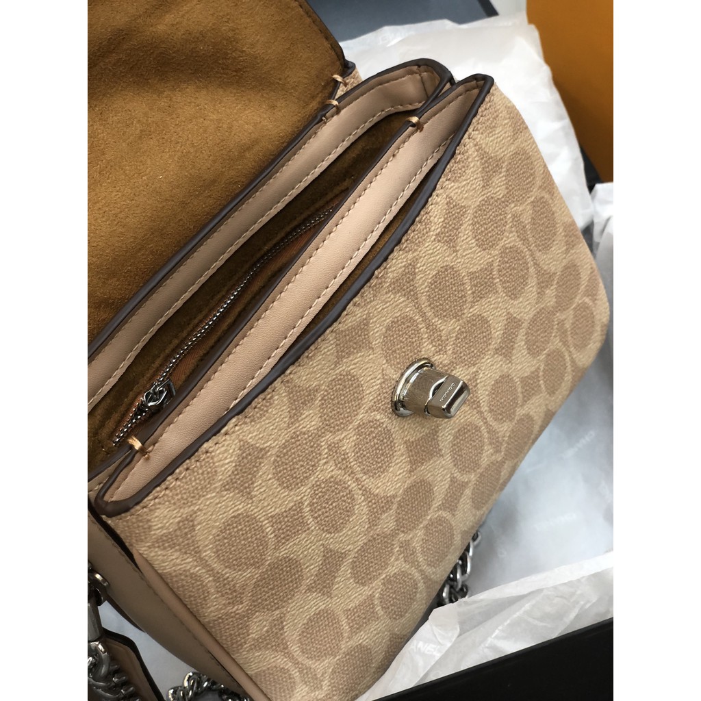 Túi Coach super sale nhiều ngăn size 20cm màu kem