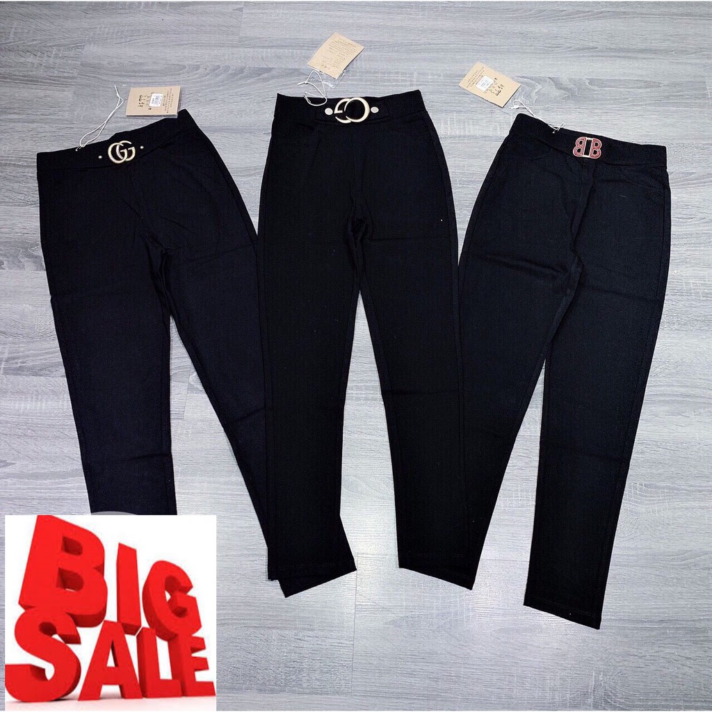 Quần legging cạp đính logo vải cao umi hàn