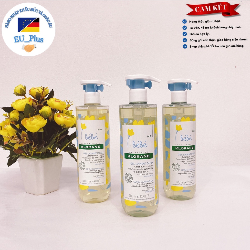 Tắm Gội 2in1 Bebe Klorane 500/Chai Có Vòi/  Không Vòi Pháp