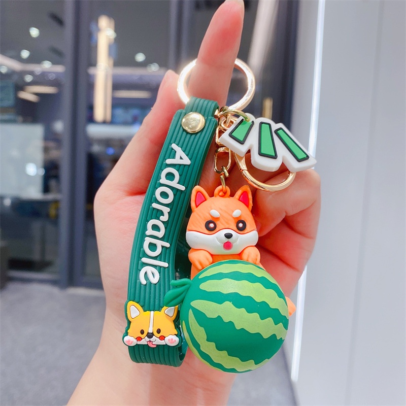 Móc Khóa Bằng pvc Mềm Hình Trái Bơ Hoạt Hình Shiba Inu Shiba Inu