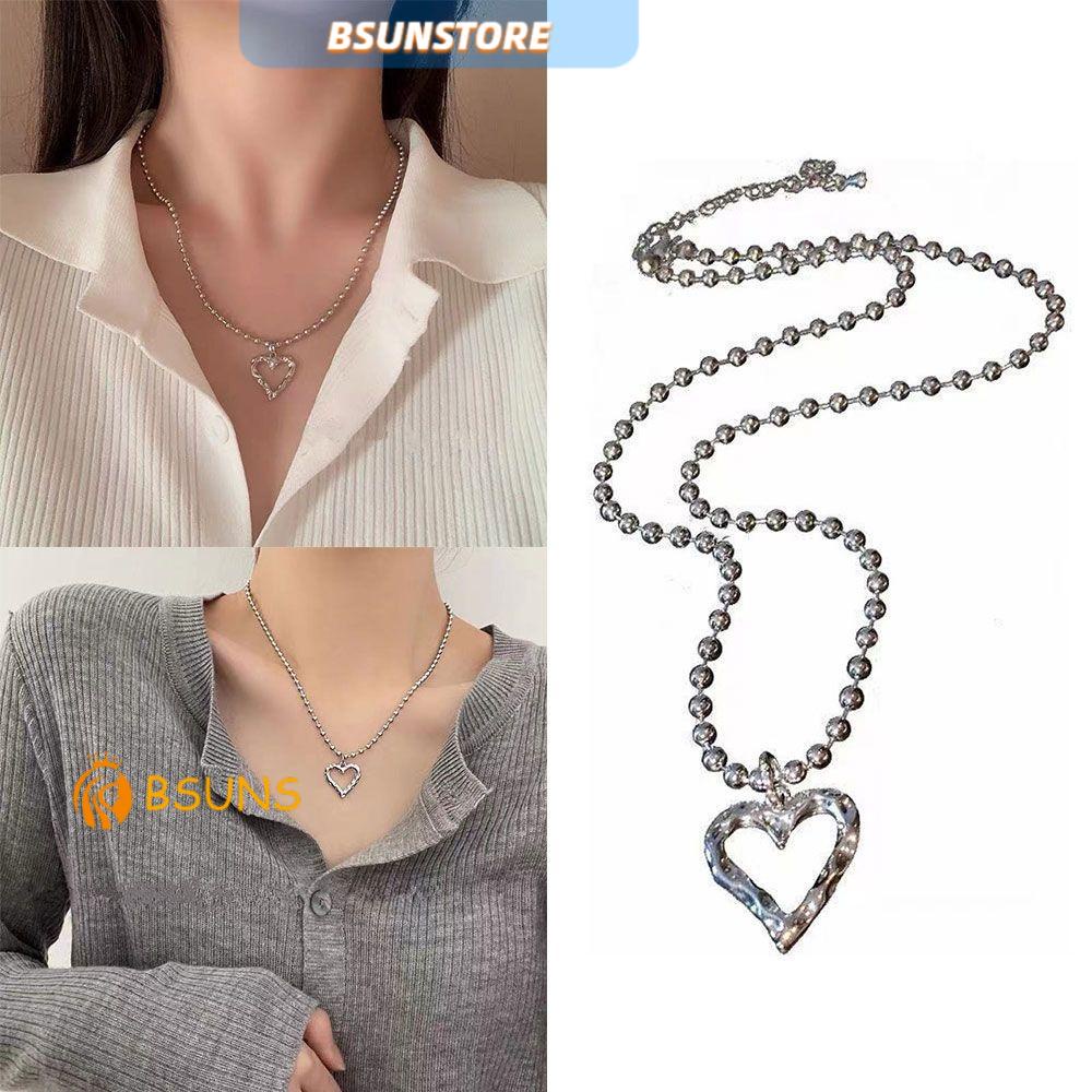 Vòng cổ mặt hình trái tim rỗng bằng kim loại thời trang cổ điển