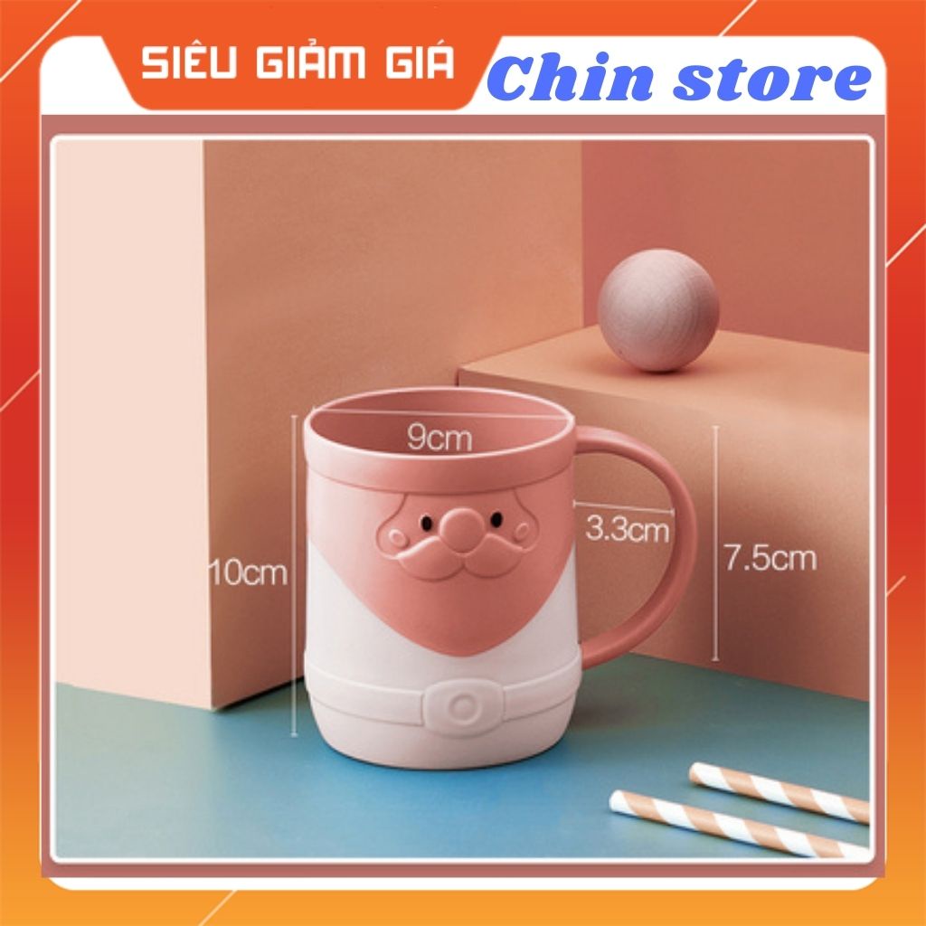 Cốc đánh răng, cốc súc miệng Chin Chin tay cầm lớn hai lớp chống vỡ hình đám mây chứa 410ml