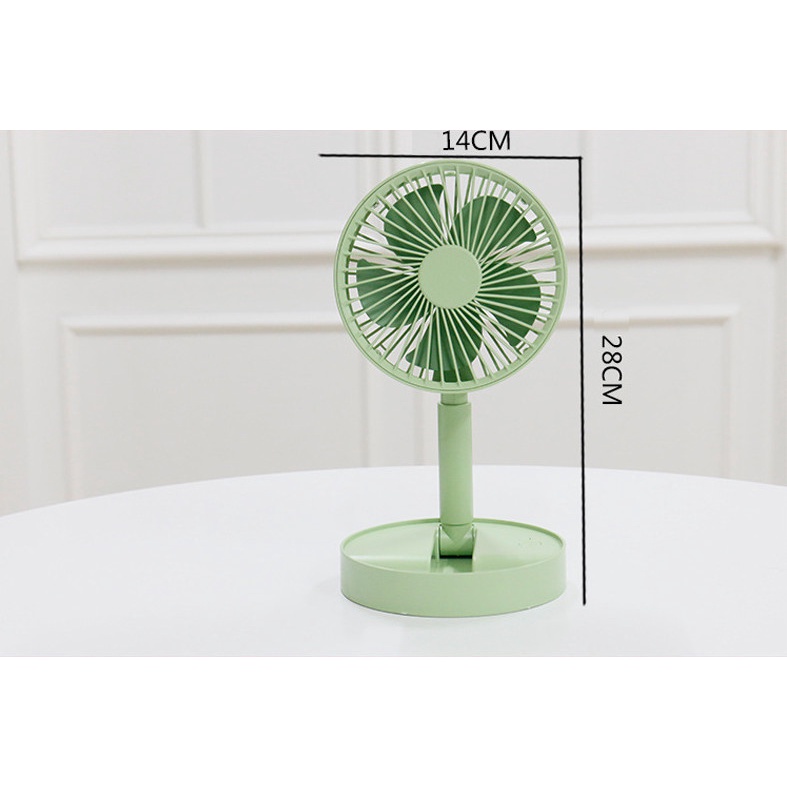 Quạt Tích Điện Gấp Gọn - Quạt Mini Để Bàn Xoay 180 Độ, 3 Tốc Độ Gió, Cổng Sạc USB - Bảo hành 1 đổi 1