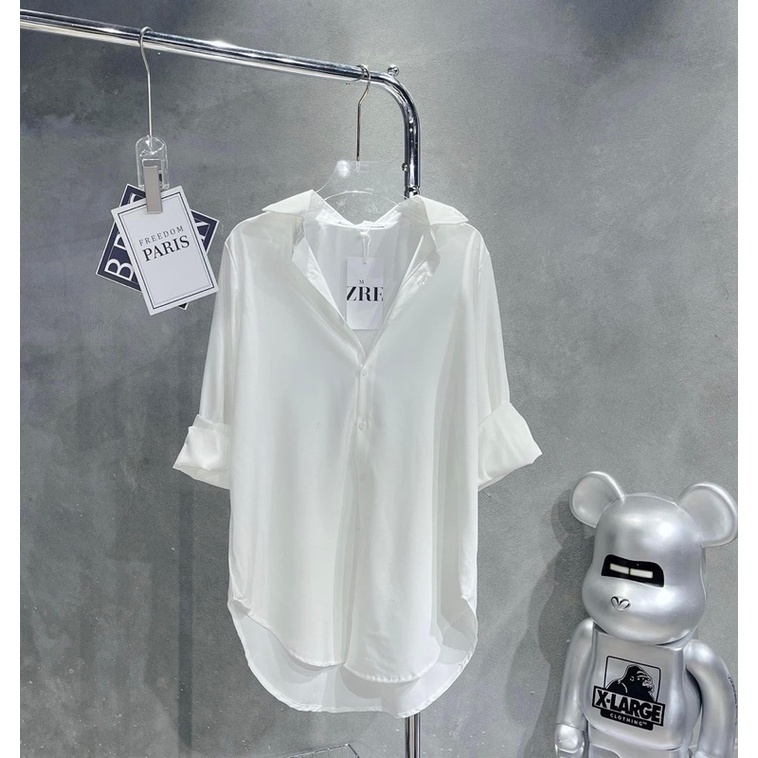 Áo sơ mi trắng oversize dáng dài new tag