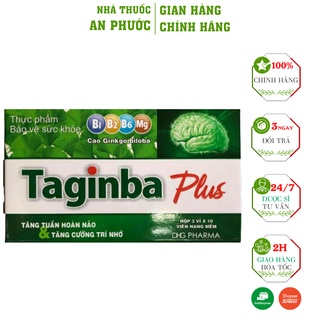 Viên uống Taginba ⚡ SẢN PHẨM CHÍNH HÃNG ⚡Giúp tăng tuần hoàn máu não hiệu quả (10 viên)
