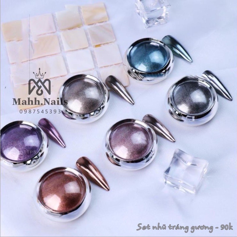 Tổng hợp set TRÁNG GƯƠNG bột &amp; nén cực bám màu MaiAnhNails