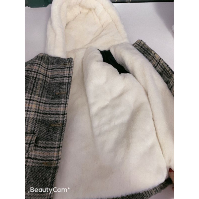 Măng tô dạ lót lông mềm ấm cho bé