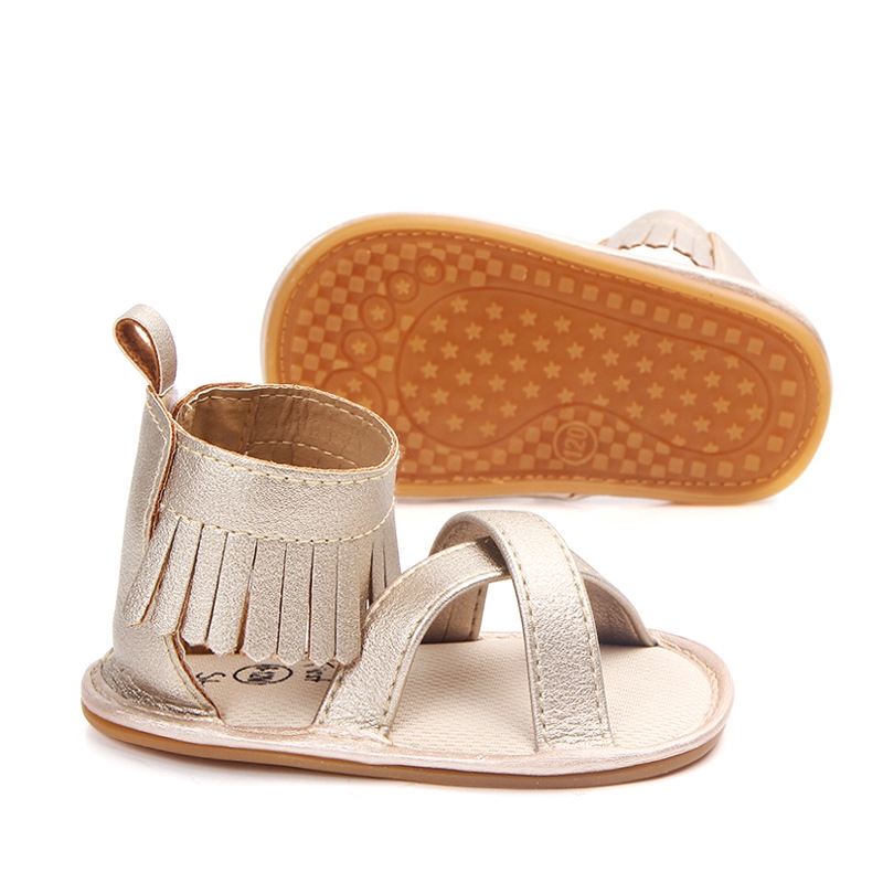 Giày Sandal Da PU Phối Tua Rua Cho Bé Gái