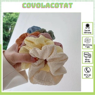 💛FREESHIP XTRA💛 Dây buộc tóc scrunchies họa tiết hoa cúc nhí đeo tay cực đẹp